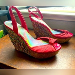 Multi color wedge heels